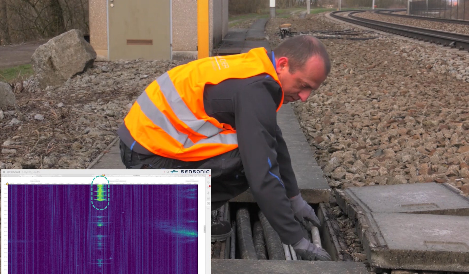 Image of person tampering with railway cables