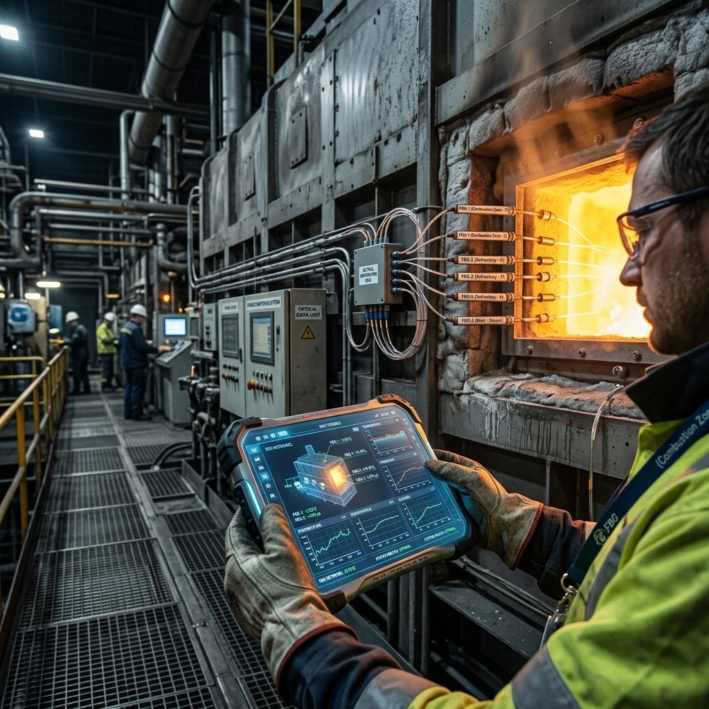 Fiber Bragg grating analogy - discrete sensors along a fiber cable monitoring in arduous environments