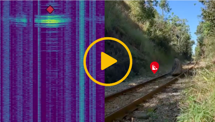 A video thumbnail with a play icon in the centre - The video highlights railway Rockfall.