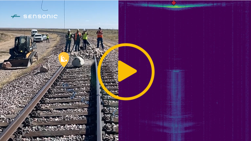 A video thumbnail with a play icon in the centre - The video highlights railway Rockfall. 