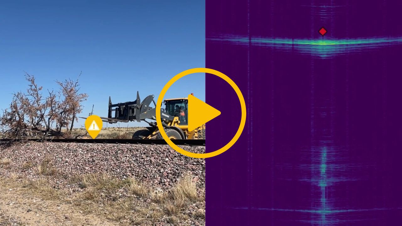 A video thumbnail with a play icon in the centre - The video shows a tree falling onto the railway track